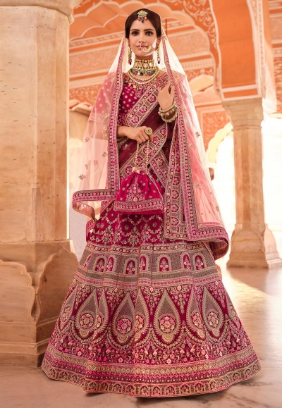 Magenta velvet a line lehenga choli 8514