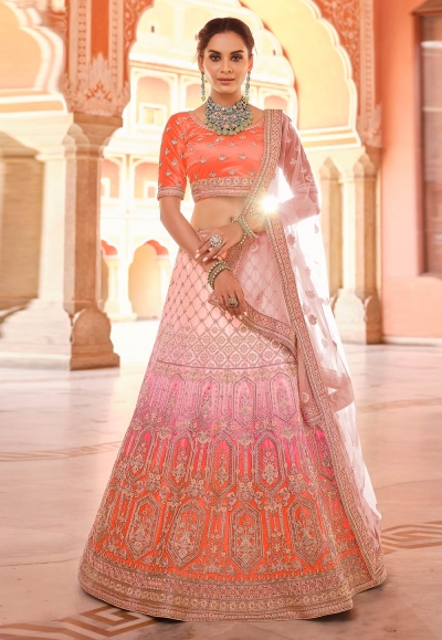 Orange velvet a line lehenga choli 8516