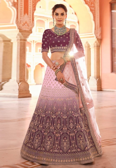 Purple velvet a line lehenga choli 8517