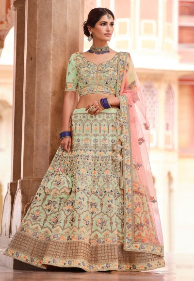 Pista green crepe a line lehenga choli 8518