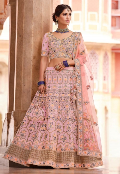 Pink crepe a line lehenga choli 8520