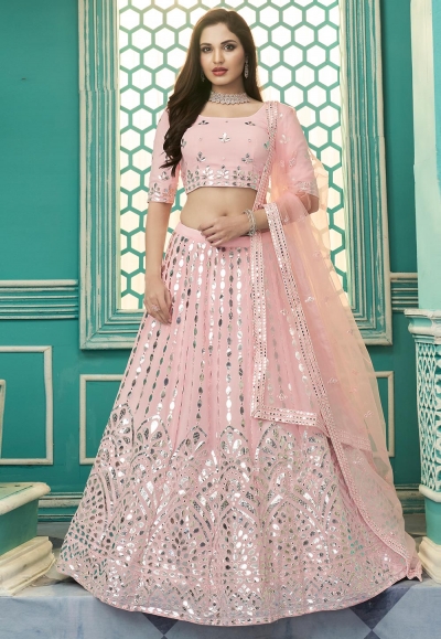 Peach georgette circular lehenga choli 1903