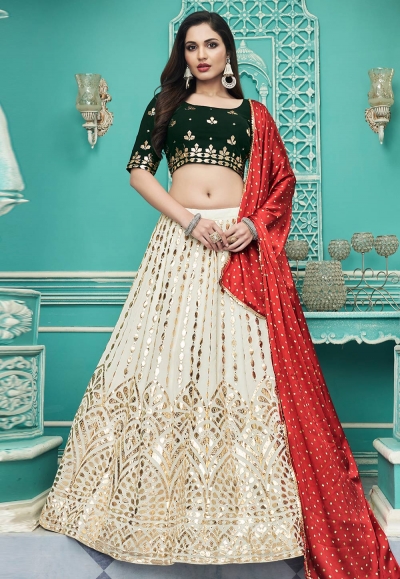 Off white georgette circular lehenga choli 1906