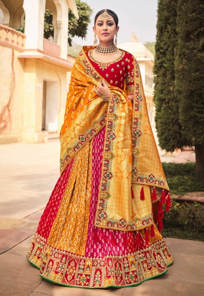 Magenta silk circular lehenga choli 5001