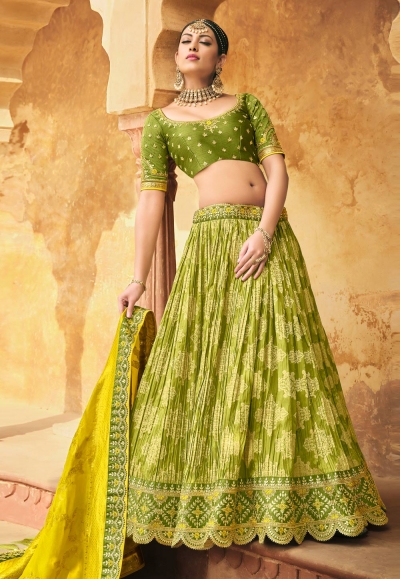 Mehndi silk circular lehenga choli 5005