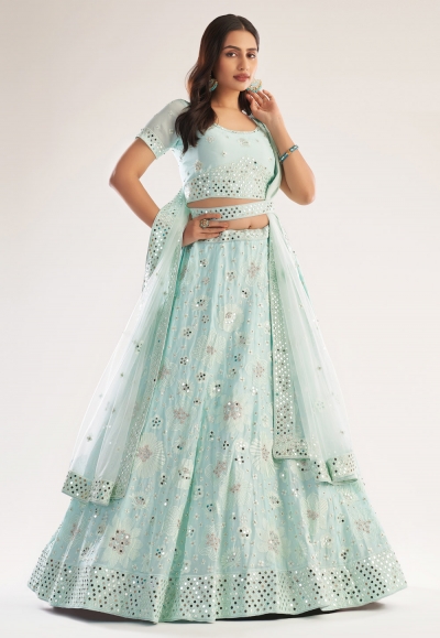 Sky blue net circular lehenga choli 1051