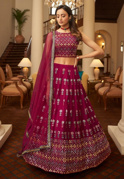 Magenta georgette circular lehenga choli 1932