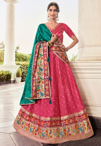 Pink banarasi a line lehenga choli 4271