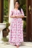 White and pink Pure Muslin Kurti Palazzo set