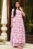 White and pink Pure Muslin Kurti Palazzo set