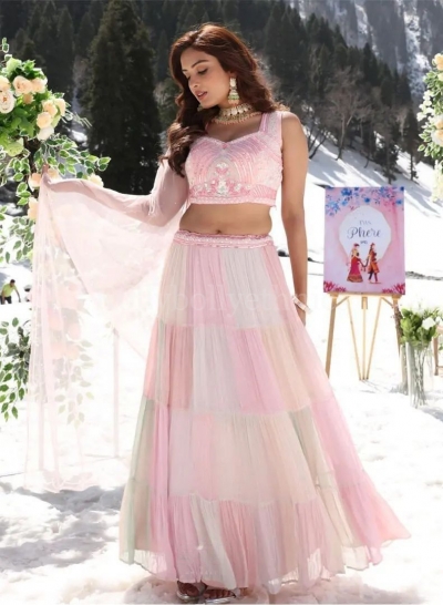 Light Rose Pink brides Wedding Lehenga