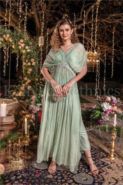 Mint green pant style Long top bridesmaid dress