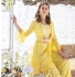 Yellow Indo western Gharara crop top bridesmaid dress