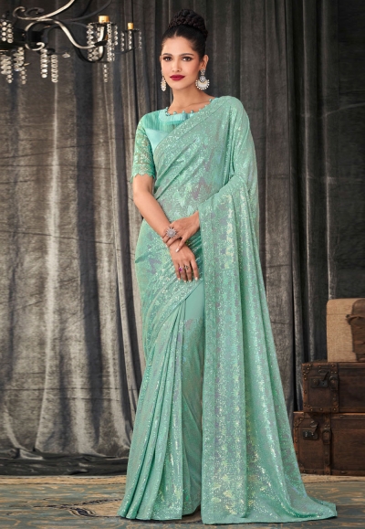 Sky blue georgette festival wear saree 2310