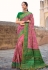 Pink banarasi silk saree with blouse 6203