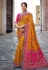 Orange banarasi silk festival wear saree 6204