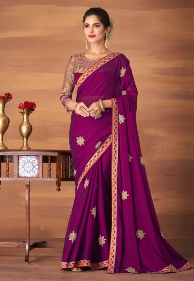 Purple silk festival wear saree 6203a
