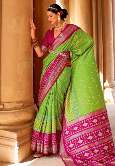 Light green silk festival wear saree 341