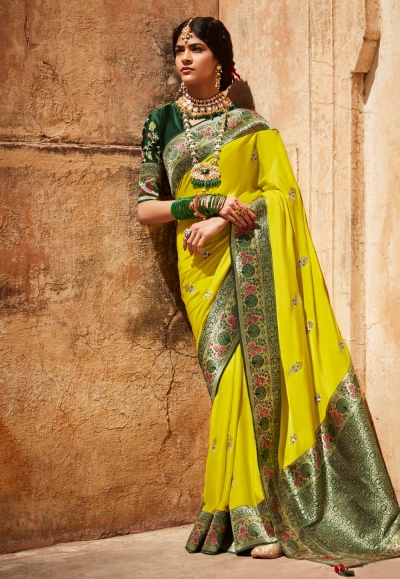 Light green silk saree with blouse 1427