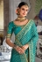 Turquoise banarasi silk saree with blouse 5209