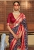 Navy blue viscose bandhej saree with blouse 113E