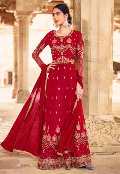 Maroon Pant Style Anarkali Suit Set | Indian fashion dresses, Sleeves  designs for dresses, Fancy dress design