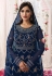 Navy blue net long anarkali suit 5302