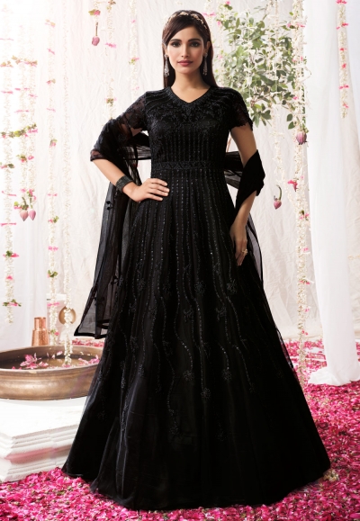 Black net long anarkali suit 5308