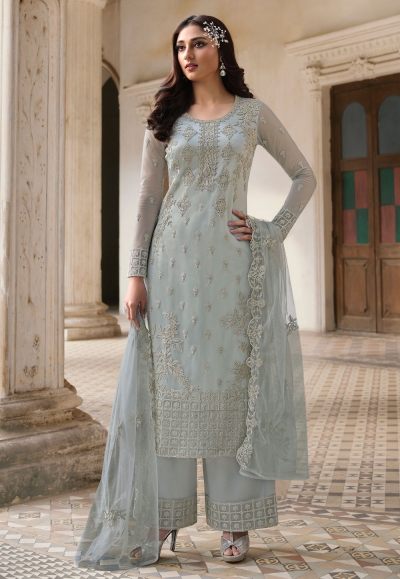 Sky blue net palazzo suit 3309