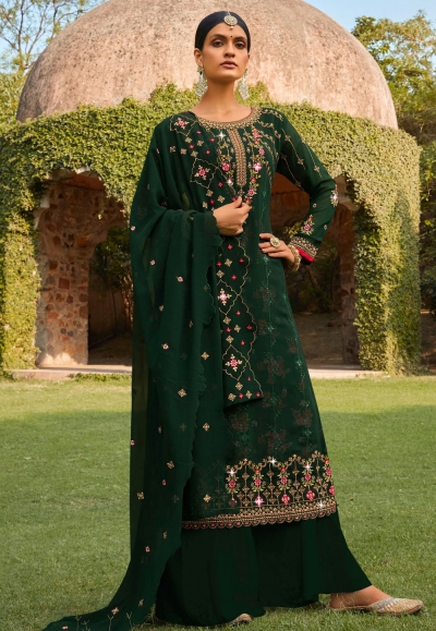 Green georgette kameez with palazzo 785