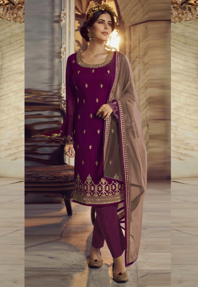 Purple georgette pant style suit pant 23024a