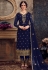 Navy blue georgette pant style suit 148072