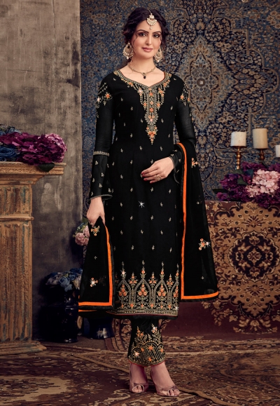 Black georgette kameez with pant 148073