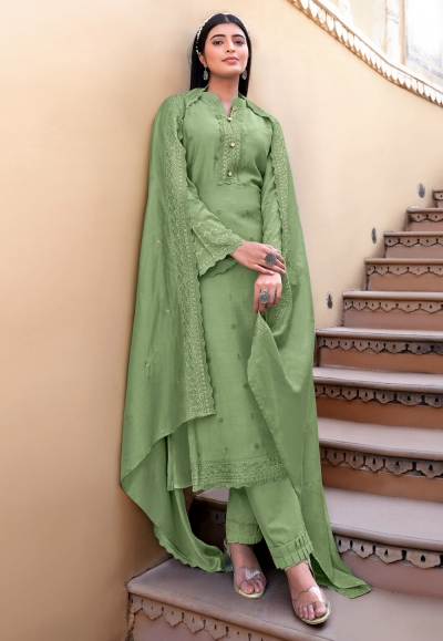 Light green viscose pant style suit 3170