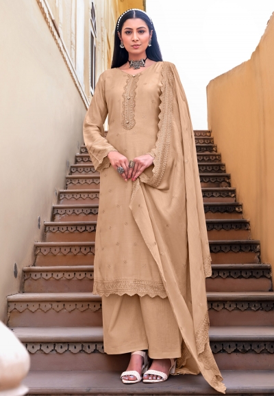 Beige viscose kameez with palazzo 3169