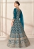 Teal net embroidered center slit anarkali suit 9202