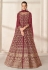 Maroon net embroidered long anarkali suit 9203