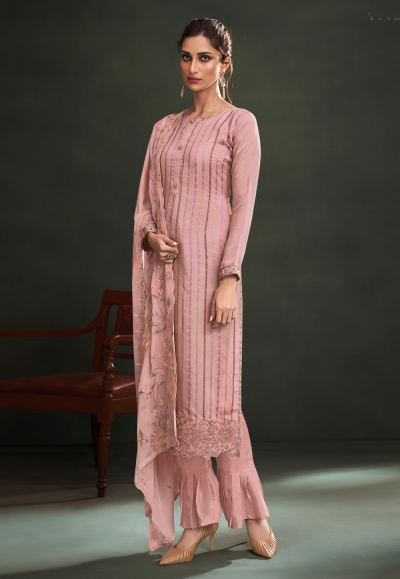 Pink muslin pant style suit 1118