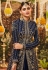 Navy blue net long anarkali suit 3203