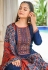 Navy blue silk jacquard palazzo suit 3205