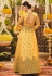 Yellow net abaya style anarkali suit 3206