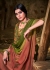 Ombre chiffon saree in Olive green and peach