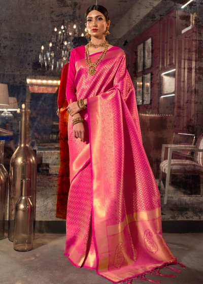 ROYAL PRINCESS GOLDEN PINK WOVEN KANJIVARAM 145006