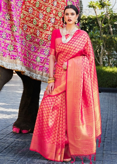 Ceremonial ROYAL Pink Woven Kanjivaram 123004