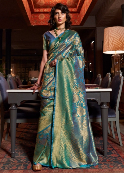 VICTORIA BLUE DUAL TONE KANJIVARAM SILK 144005