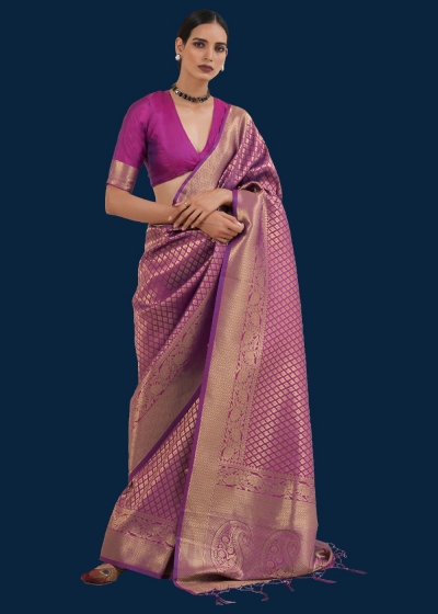 ROYAL PRINCES WINEBERRY PURPLE WOVEN KANJIVARAM 145003L