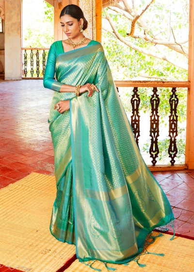 ROYAL PRINCESS GOLDEN GREEN WOVEN KANJIVARAM 145006B