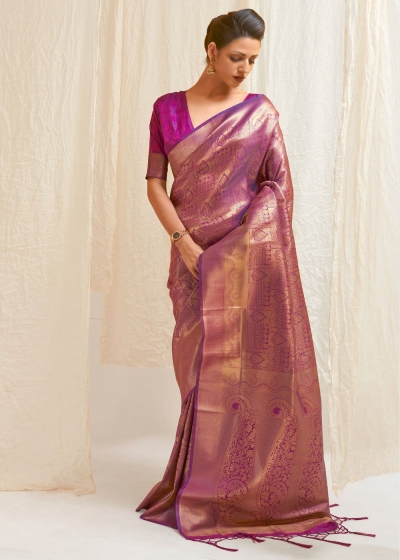 GOLDEN WINE WOVEN KANJIVARAM 123006F