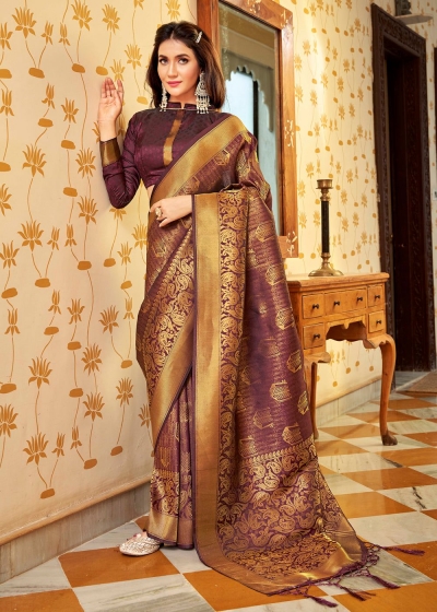 GOLDEN BROWN WOVEN KANJIVARAM 5302