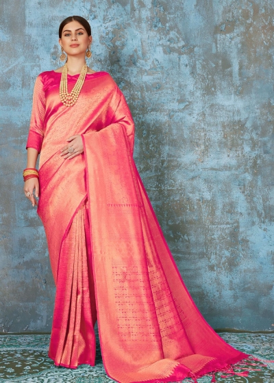 Traditional Lotus Pink Kanjivaram 123002D